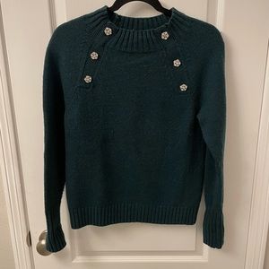 J.Crew Embellished Dark Teal Sweater